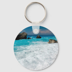 Beautiful Beach Water Surf Aloha Hawaiian Wedding Keychain