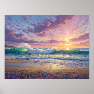 Beautiful Beach Waves and Shore Art Poster