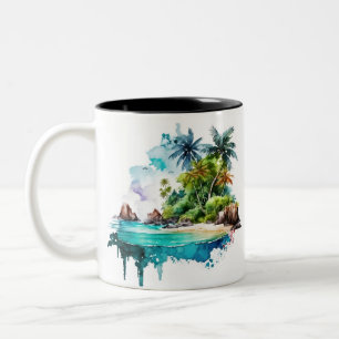Beautiful Beach Waves Sand Ocean Sea Shells Two-Tone Coffee Mug