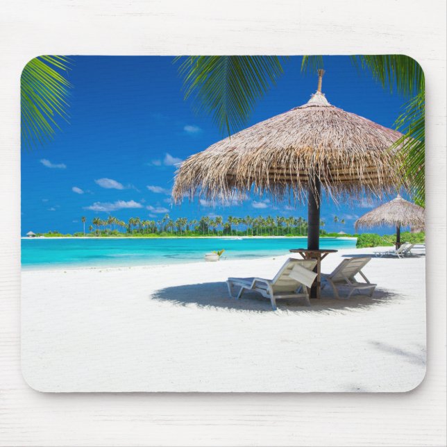 Beautiful Beach with Turquoise Water, White Sand Mouse Pad (Front)