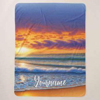 beautiful beaches and clear ocean waters sunset sherpa blanket