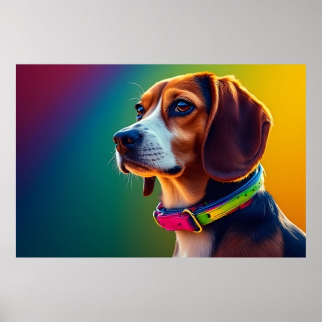 Beautiful Beagle Dog With Vibrant Collar Poster (Front)