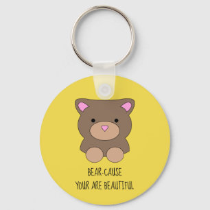 Beautiful Bear Yellow Cute Funny Keychain