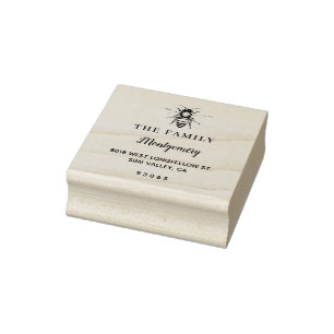 Beautiful Bee Family Name Rubber Stamp