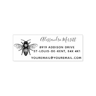 Beautiful BEE Family Return Address Rubber Stamp
