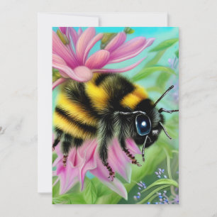 Beautiful Bee on a Pink Flower Close up Holiday Card