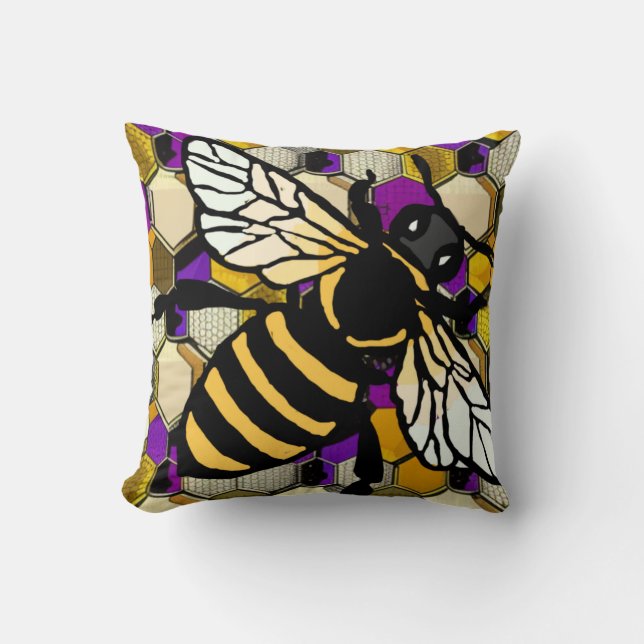 Beautiful Bee Throw Pillow (Front)