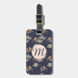 Beautiful Beige European Robins Pattern Luggage Tag