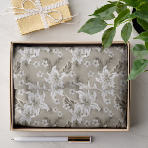 Beautiful beige flower pattern tissue paper