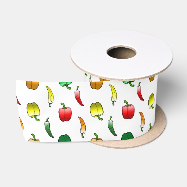 Beautiful Bell Peppers Pattern Satin Ribbon (Spool)