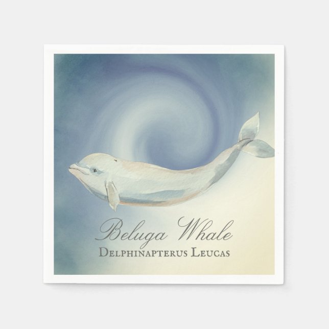 Beautiful Beluga Whale, Delphinapterus Leucas Napkin (Front)