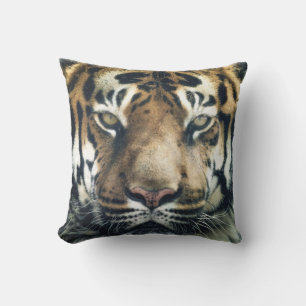 Beautiful Bengal Tiger Face Photo Throw Pillow