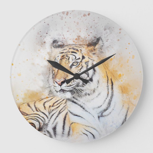 Beautiful Bengal Tiger Painting Large Clock (Front)