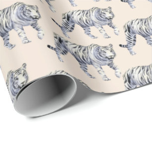 Beautiful Bengal White Tiger Cream Pattern Wrapping Paper