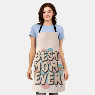 Beautiful Best Mom Ever Text Pink Blue  Apron