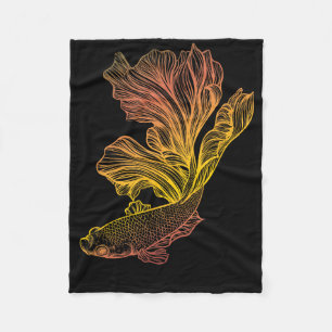 Beautiful Betta Fish Fighting Siamese Halfmoon Gif Fleece Blanket