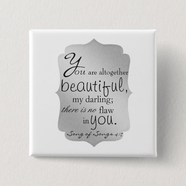 Beautiful Bible Verse 2 Inch Square Button (Front)