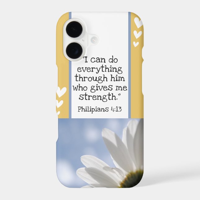 Beautiful Bible Verse Daisy Photo Template Custom iPhone Case (Back)