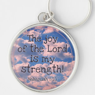 Beautiful Bible Verse Pastel Clouds Photo Template Keychain