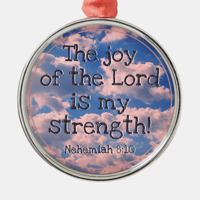 Beautiful Bible Verse Pastel Clouds Photo Template Metal Ornament (Front)