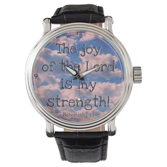 Beautiful Bible Verse Pastel Clouds Photo Template Watch (Front)