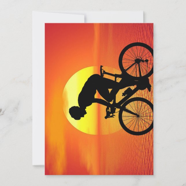 Beautiful Bicycle Silhouette Sunset Scene Colourfu Holiday Card (Front)