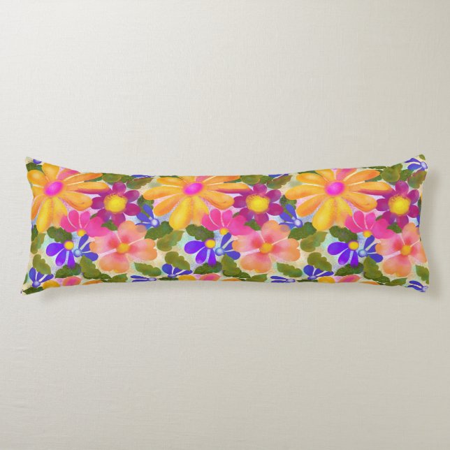 Beautiful Big Flowers Body Pillow (Front)