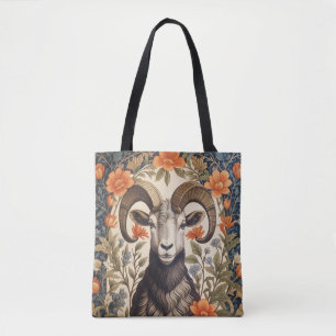 Beautiful Big Horn Sheep William Morris Inspired Tote Bag