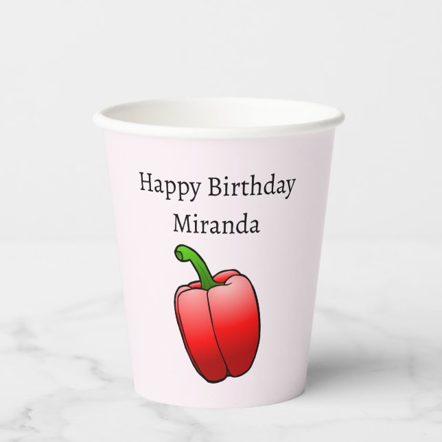 Beautiful Big Red Bell Pepper Paper Cups (Front)