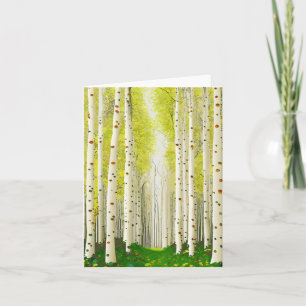 Beautiful Birch Tree Forest Landscape Card