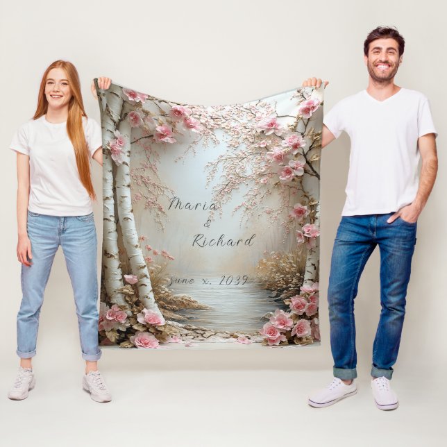 Beautiful Birch trees Country river Fleece Blanket (In Situ)