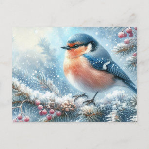 Beautiful Bird and Winter Landscape 2 Postcard