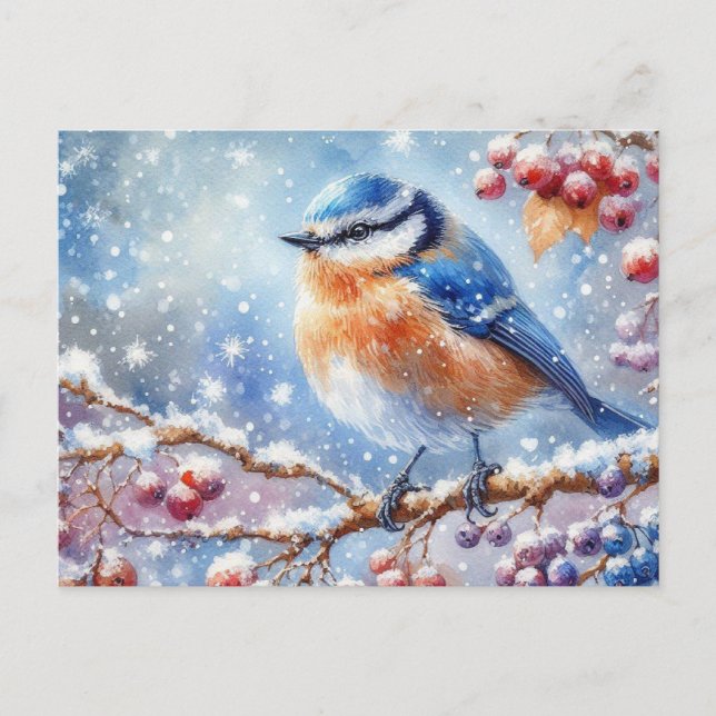 Beautiful Bird and Winter Landscape  7 Postcard (Front)