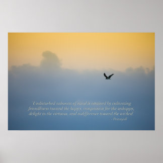 Beautiful bird in clouds with spiritual quote poster