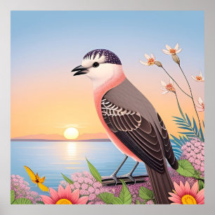 Beautiful Bird in Coastal Nature Scene Poster