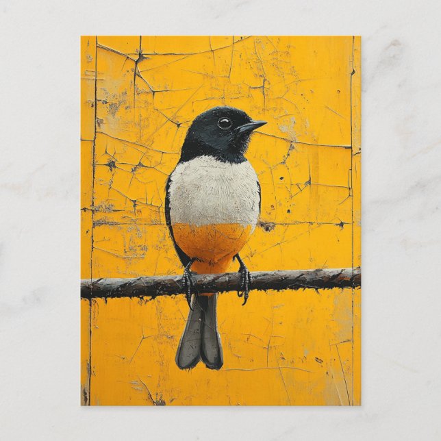 Beautiful Bird on a Worn Yellow Background Postcard (Front)