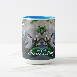 Beautiful Bird Spring Painting Two-Tone Coffee Mug