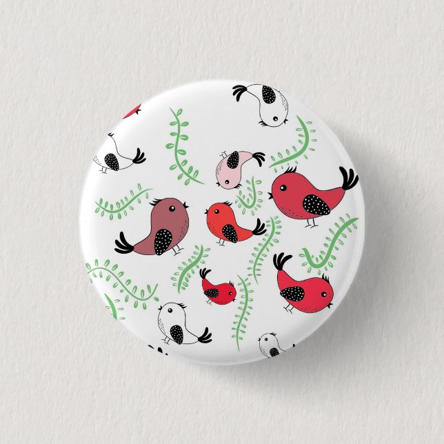 Beautiful bird themed design, patterned  1 inch round button (Front)