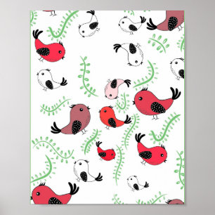 Beautiful bird themed design, patterned  poster