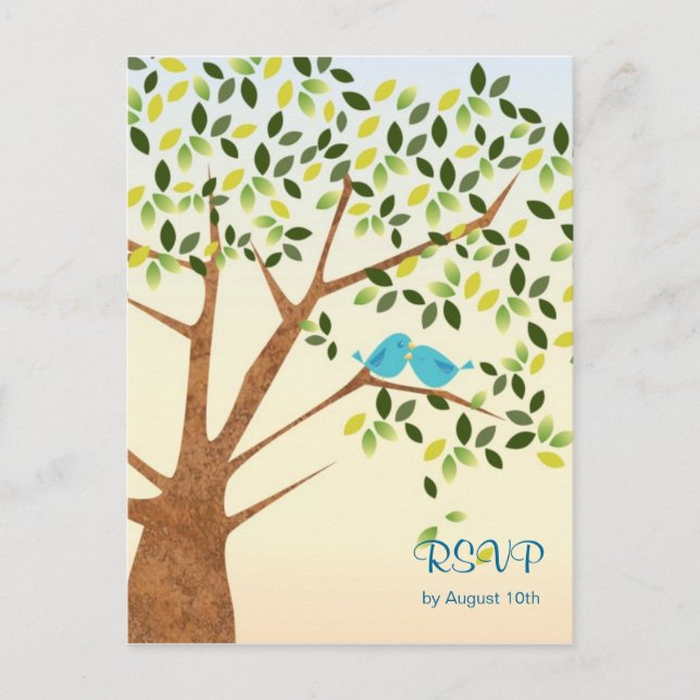 Beautiful Bird Tree Reply Card (Front)