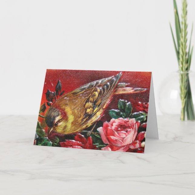 Beautiful Bird with Rose Card (Front)