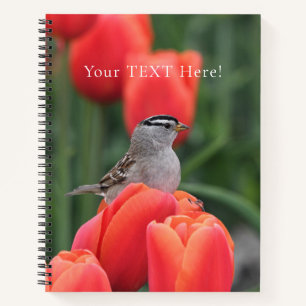 Beautiful Bird with Tulips Spiral Notebook