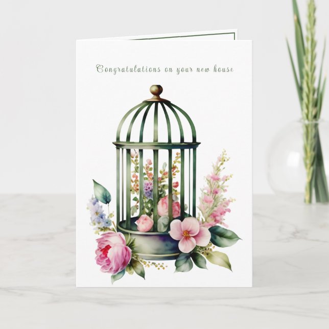 Beautiful Birdcage Congratulation on New Home Card (Front)