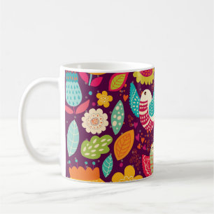Beautiful birds, flowers, artistic poster coffee mug