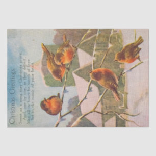 Beautiful Birds on a Branch Christmas Greetings Tissue Paper