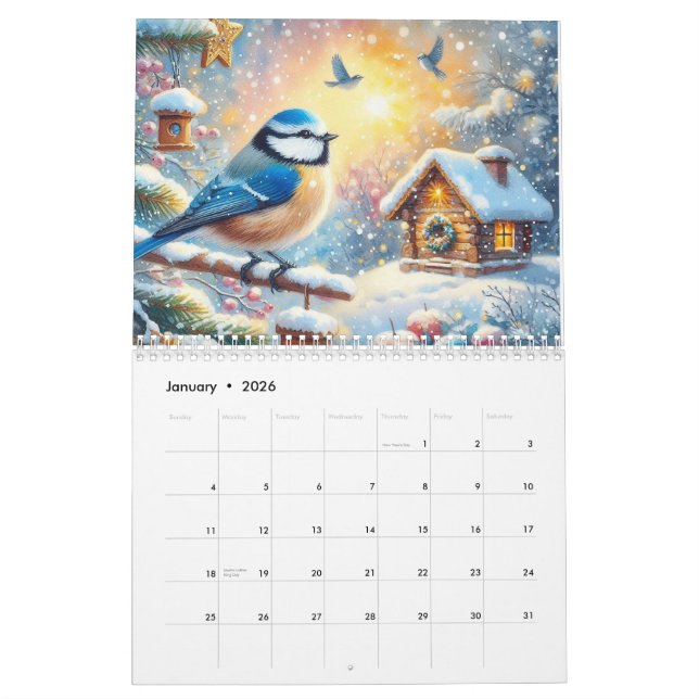 Beautiful Birds Paintings Calendar (Jan 2026)