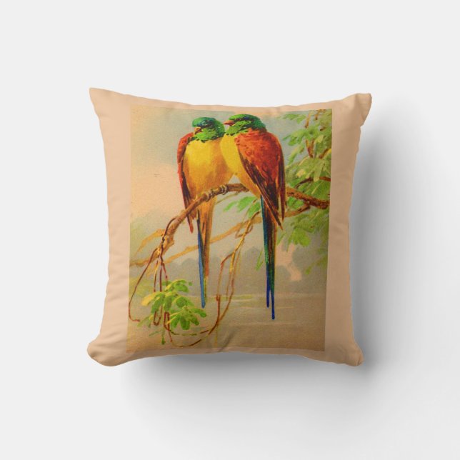 beautiful birds print throw pillow (Front)