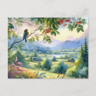 Beautiful Birds Summer Landscape 4 Postcard