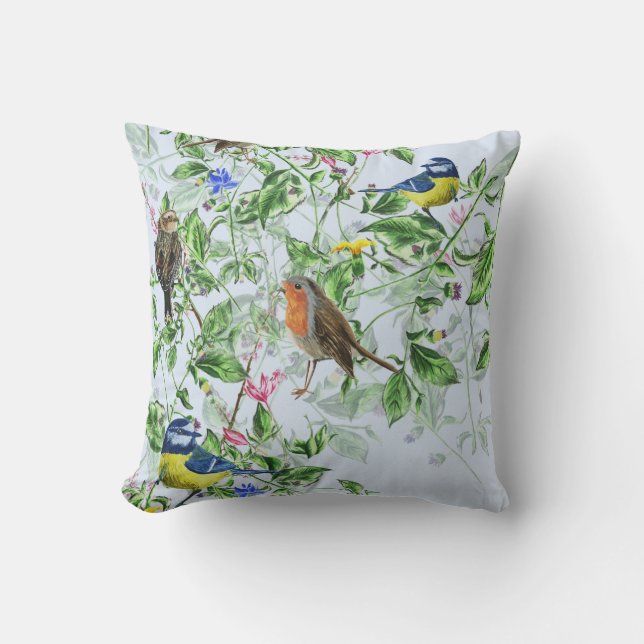 beautiful birds throw pillow (Front)