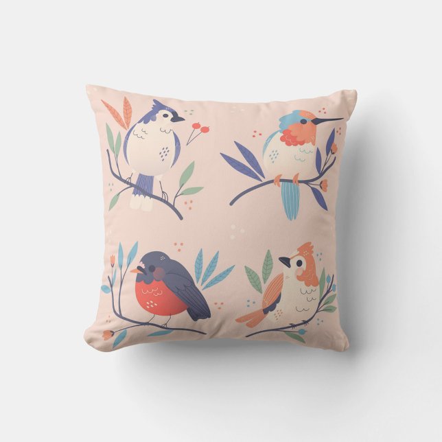 Beautiful Birds Throw Pillow (Creator Uploaded)